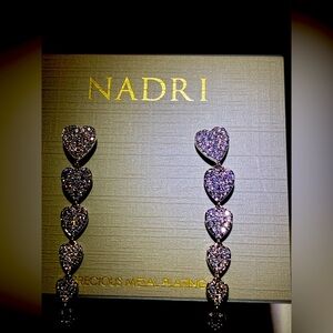 Nadri Glittering Silver Heart Earrings.